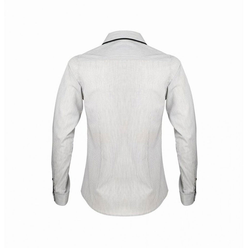 SOL'S Women's White/Black Stripe Baxter Long Sleeve Contrast Fitted Shirt