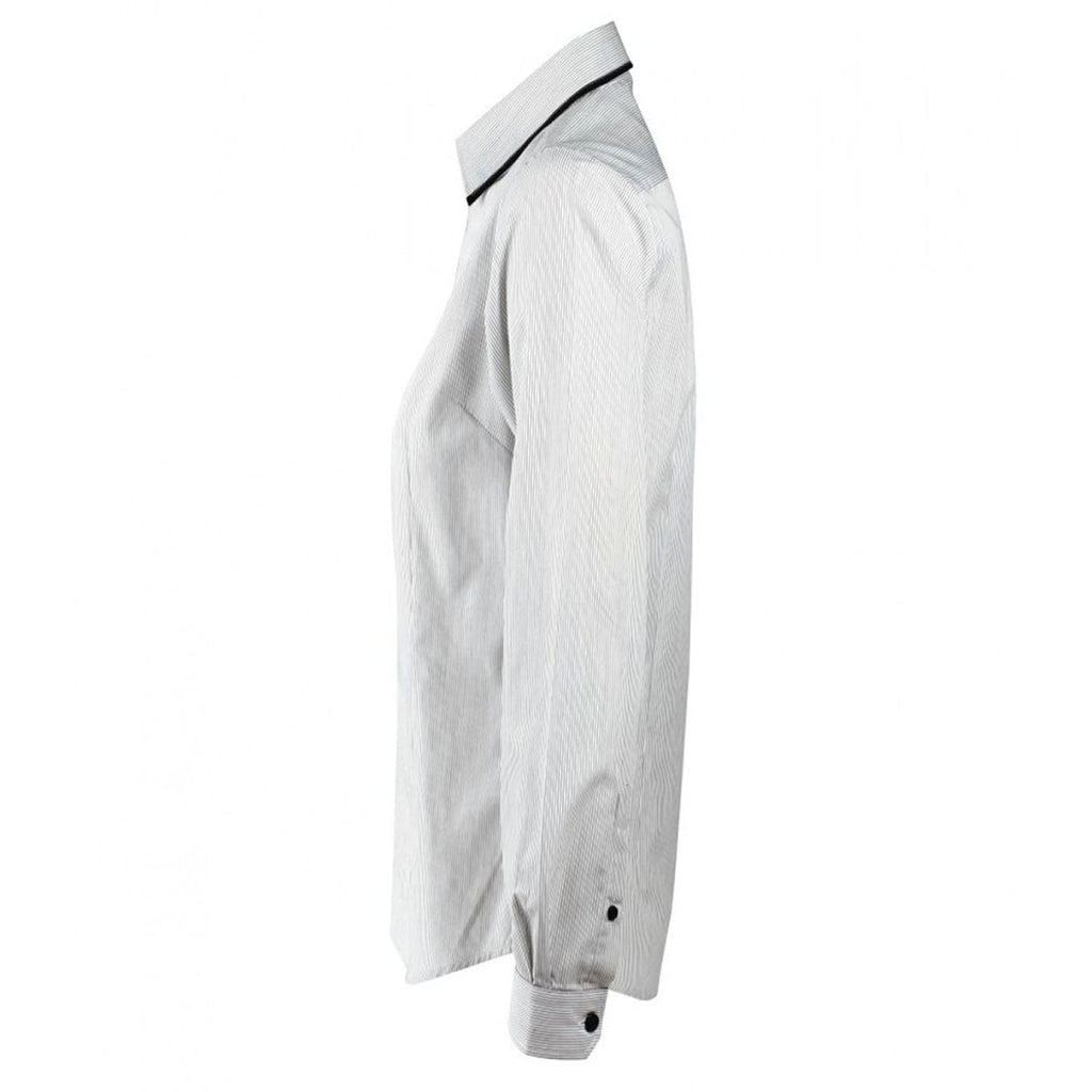 SOL'S Women's White/Black Stripe Baxter Long Sleeve Contrast Fitted Shirt