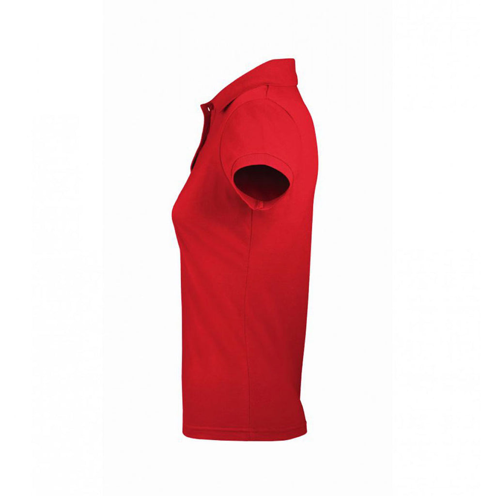 SOL'S Women's Red Prime Poly/Cotton Pique Polo Shirt
