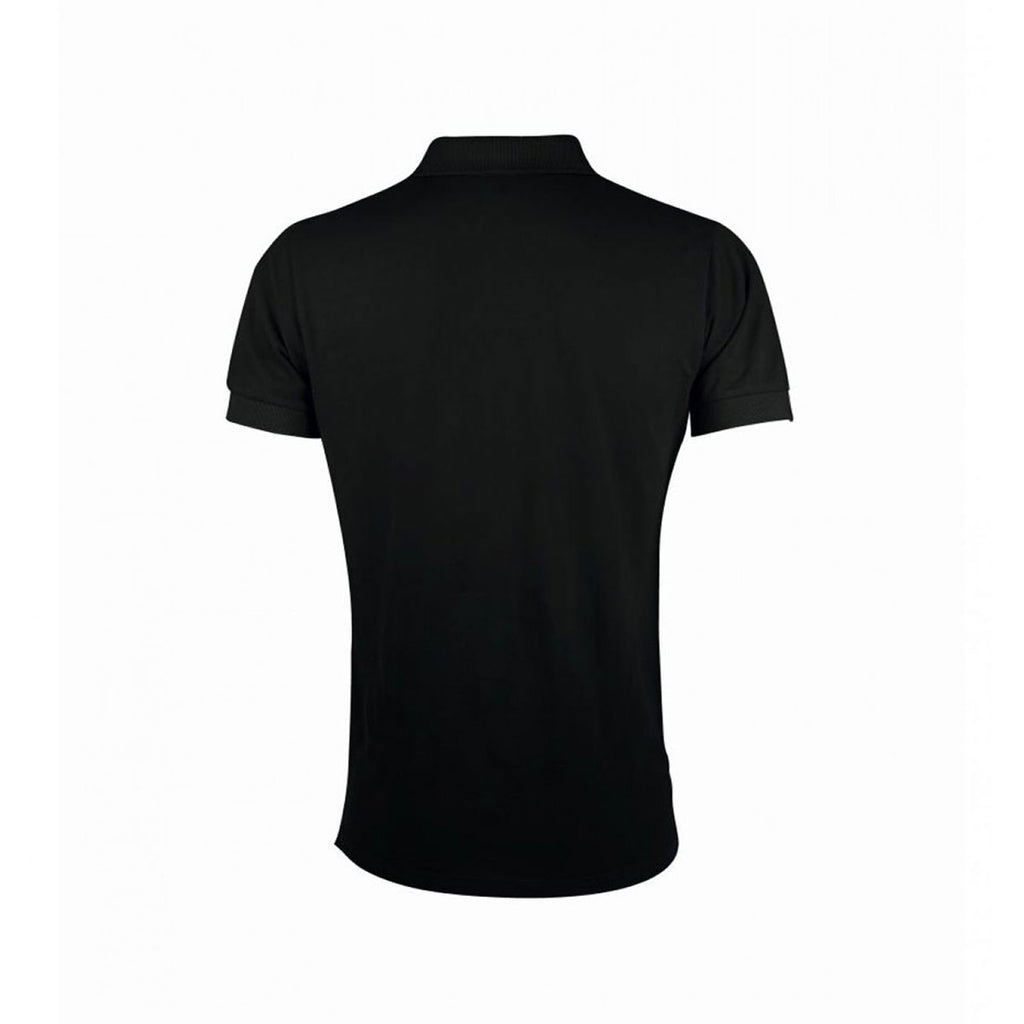 SOL'S Men's Black Portland Cotton Pique Polo Shirt