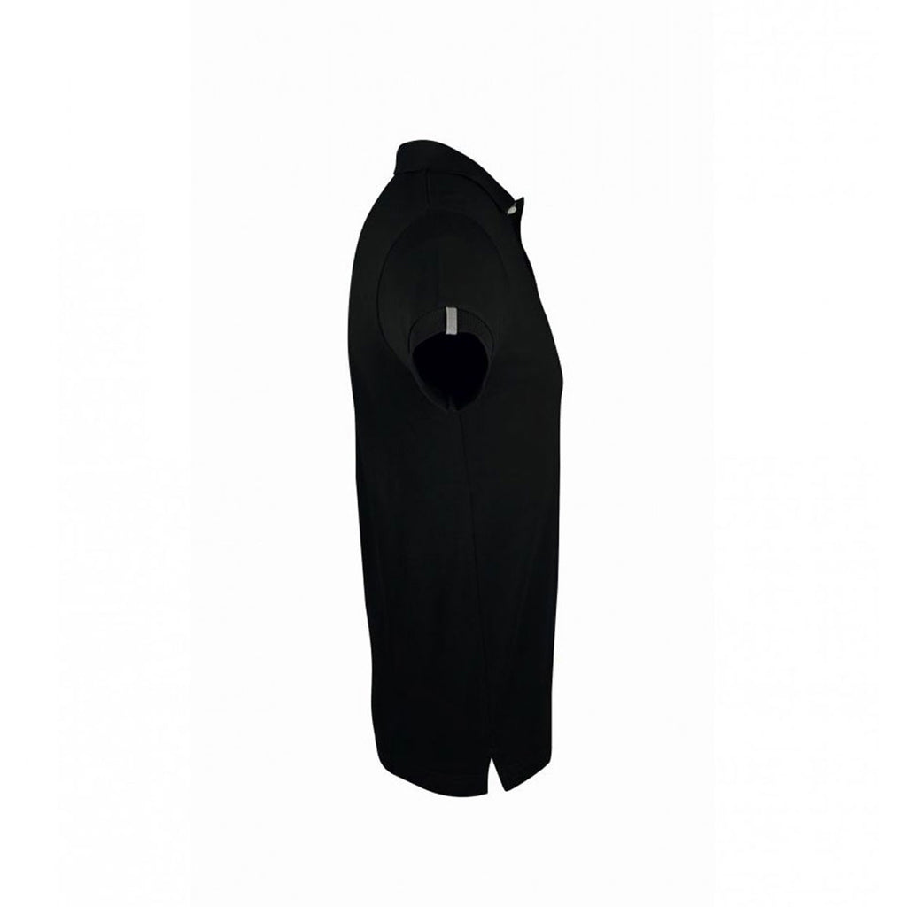 SOL'S Men's Black Portland Cotton Pique Polo Shirt