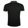 SOL'S Men's Black/Lime Pasadena Tipped Cotton Pique Polo Shirt