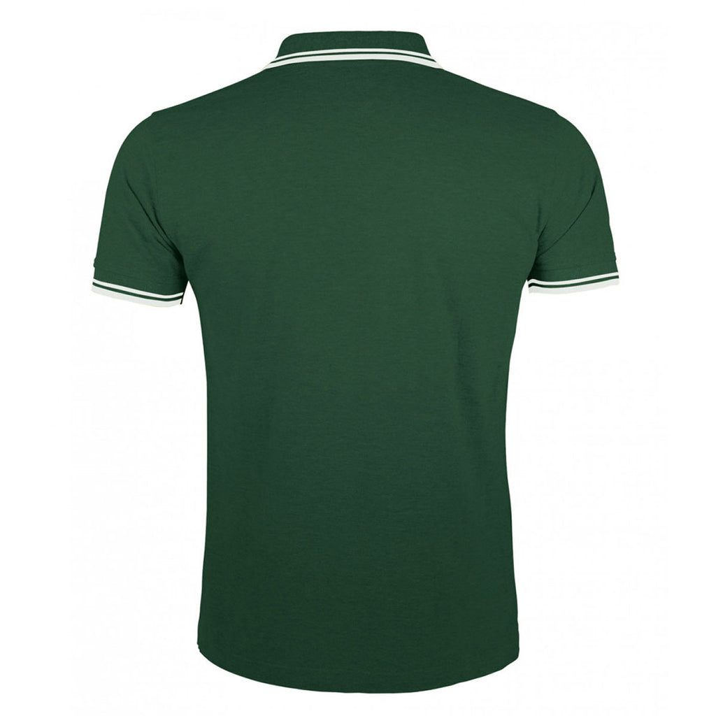 SOL'S Men's Forest/White Pasadena Tipped Cotton Pique Polo Shirt