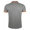 SOL'S Men's Grey Marl/Orange Pasadena Tipped Cotton Pique Polo Shirt