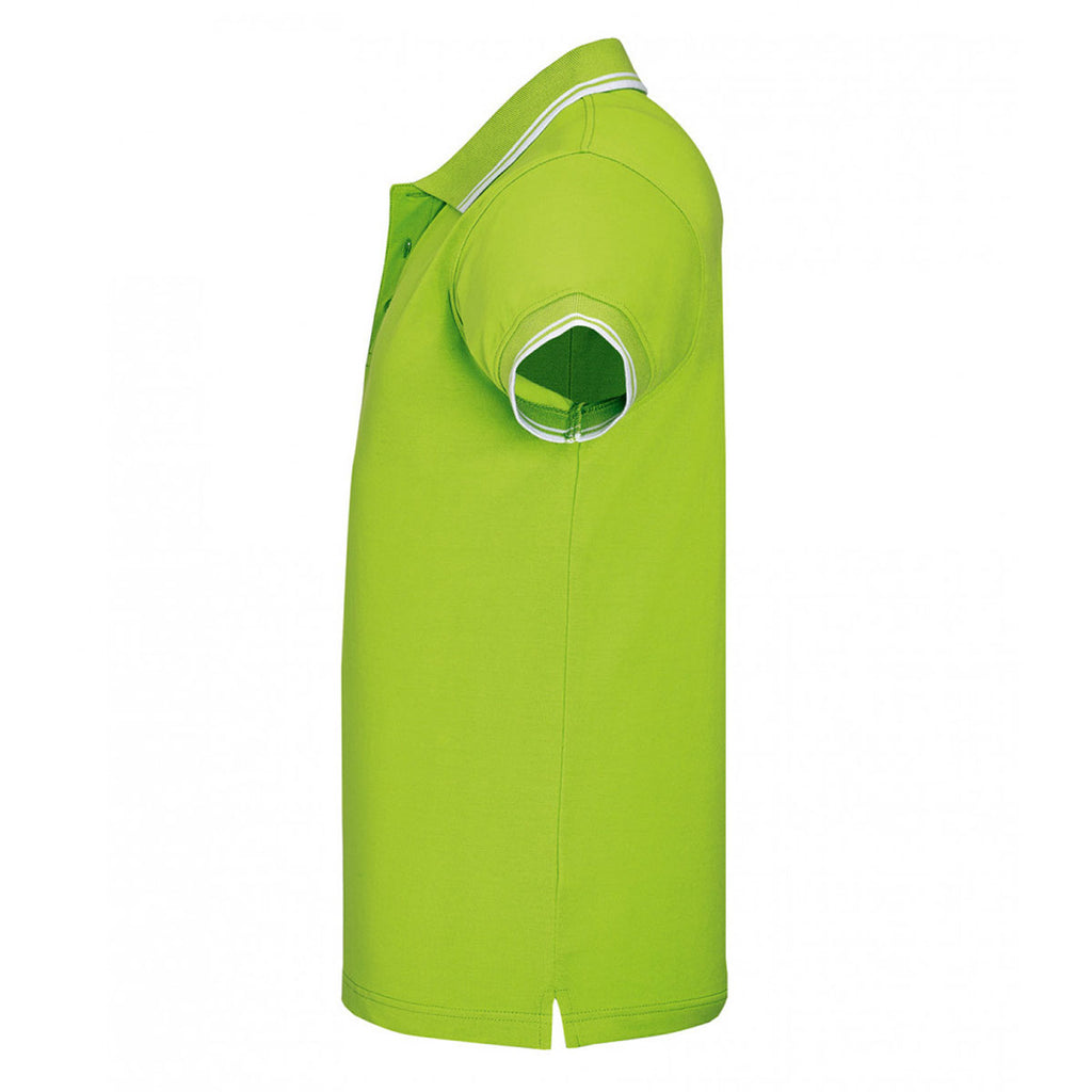 SOL'S Men's Lime/White Pasadena Tipped Cotton Pique Polo Shirt