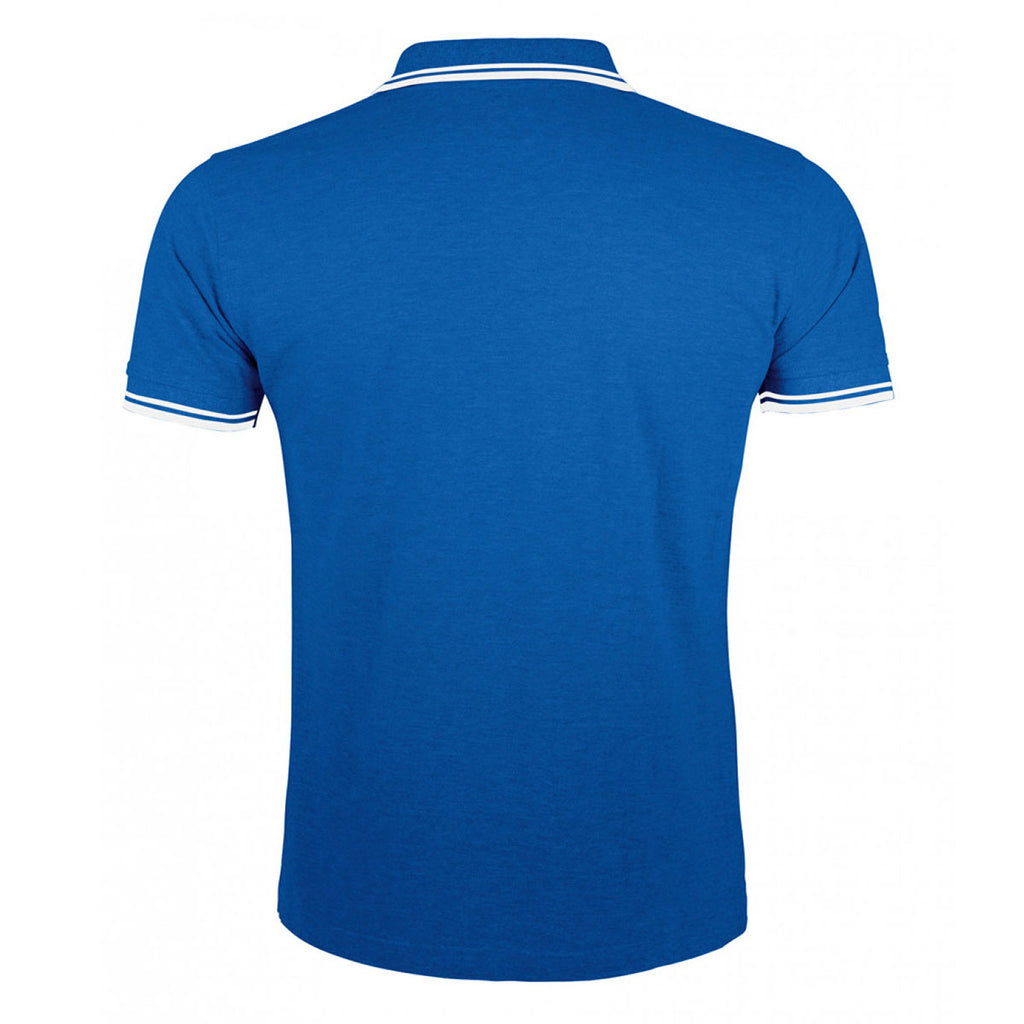 SOL'S Men's Royal/White Pasadena Tipped Cotton Pique Polo Shirt