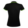 SOL'S Women's Black/Lime Pasadena Tipped Cotton Pique Polo Shirt
