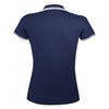 SOL'S Women's French Navy/White Pasadena Tipped Cotton Pique Polo Shirt