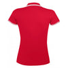 SOL'S Women's Red/White Pasadena Tipped Cotton Pique Polo Shirt