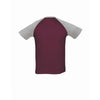 SOL'S Men's Burgundy/Grey Marl Funky Contrast Baseball T-Shirt