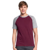 SOL'S Men's Burgundy/Grey Marl Funky Contrast Baseball T-Shirt