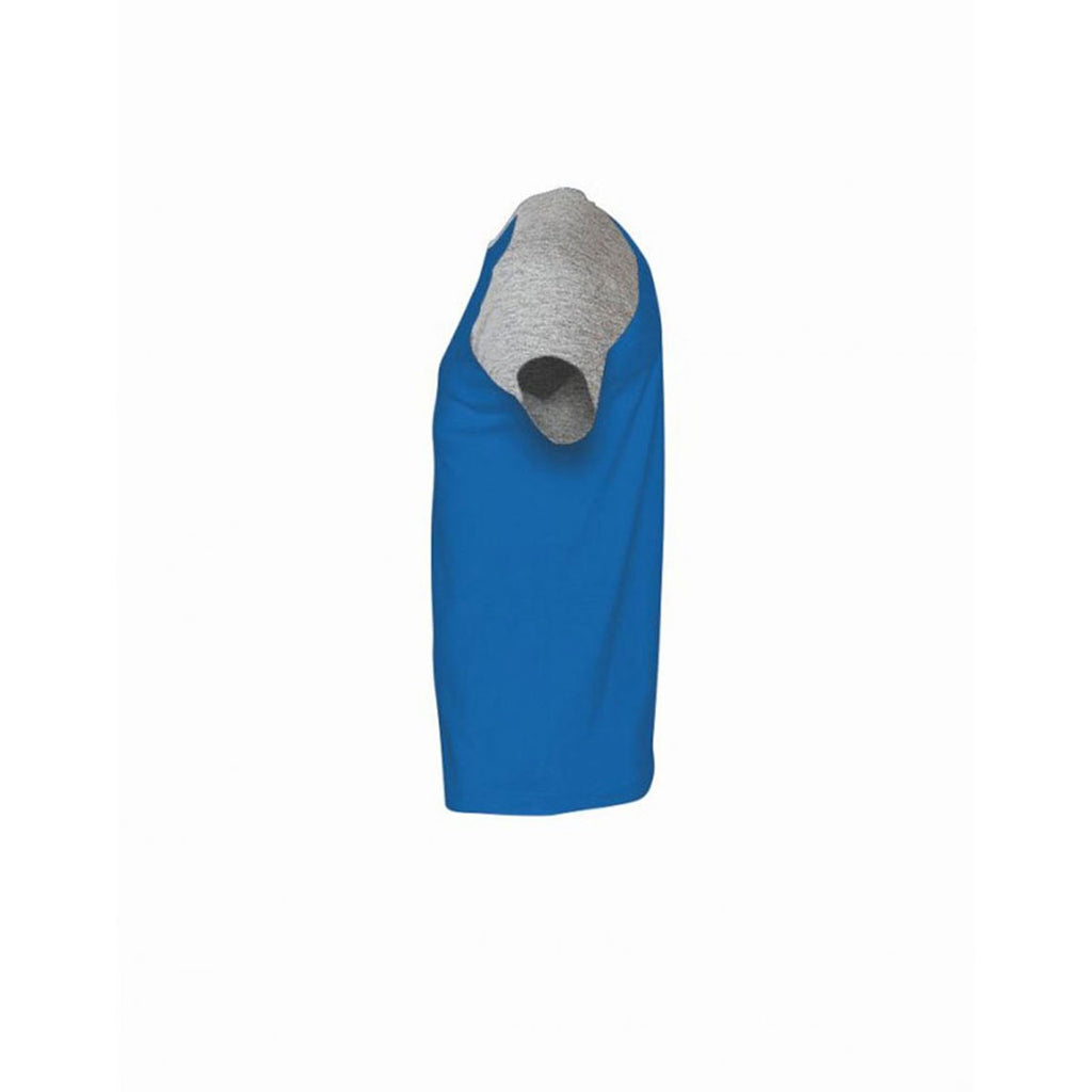 SOL'S Men's Royal Blue/Grey Marl Funky Contrast Baseball T-Shirt