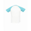 SOL'S Men's White/Atoll Blue Funky Contrast Baseball T-Shirt