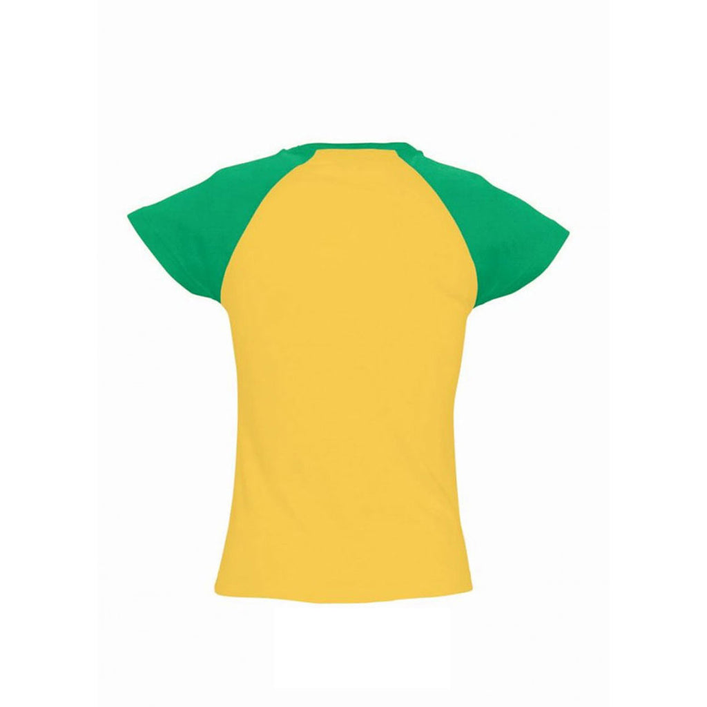 SOL'S Women's Gold/Kelly Milky Contrast Baseball T-Shirt