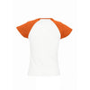 SOL'S Women's White/Orange Milky Contrast Baseball T-Shirt