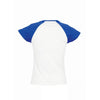 SOL'S Women's White/Royal Blue Milky Contrast Baseball T-Shirt
