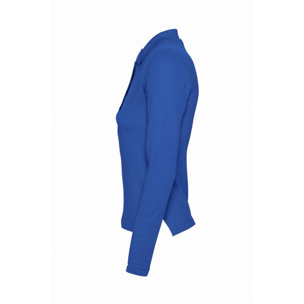 SOL'S Women's Royal Blue Podium Long Sleeve Cotton Pique Polo Shirt
