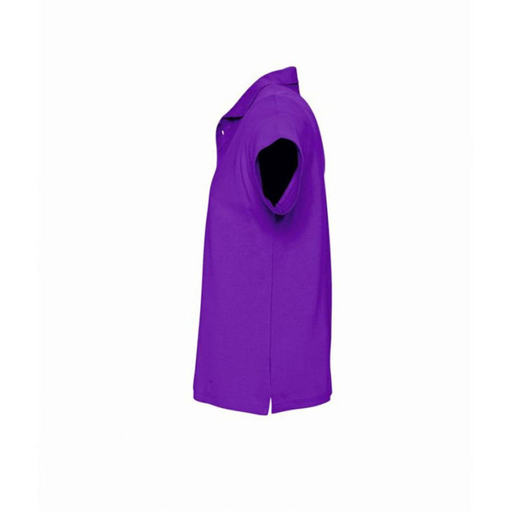 SOL'S Men's Dark Purple Summer II Cotton Pique Polo Shirt