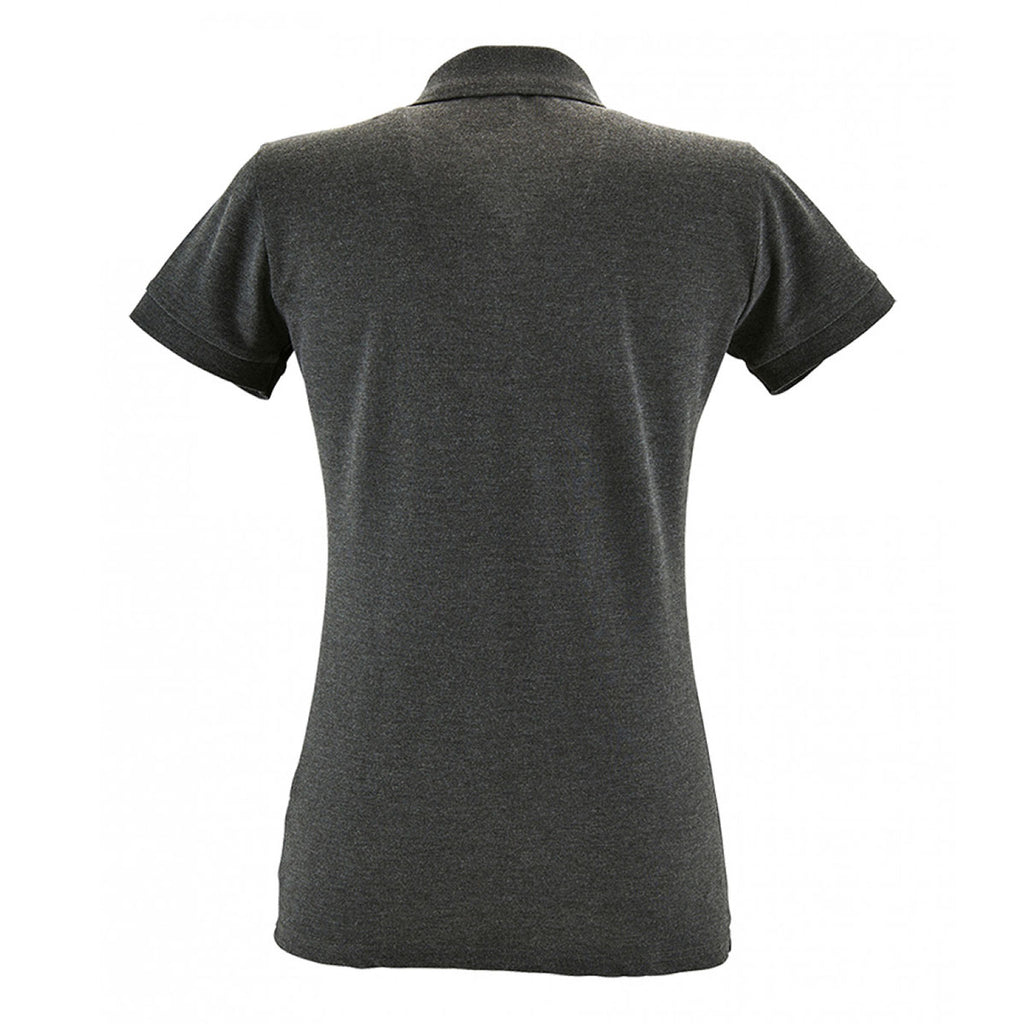 SOL'S Women's Charcoal Marl Perfect Cotton Pique Polo Shirt