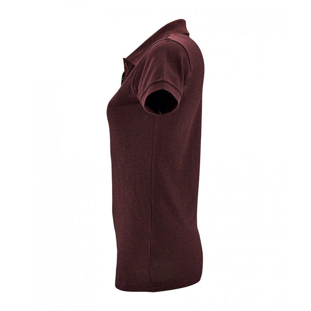 SOL'S Women's Heather Oxblood Perfect Cotton Pique Polo Shirt