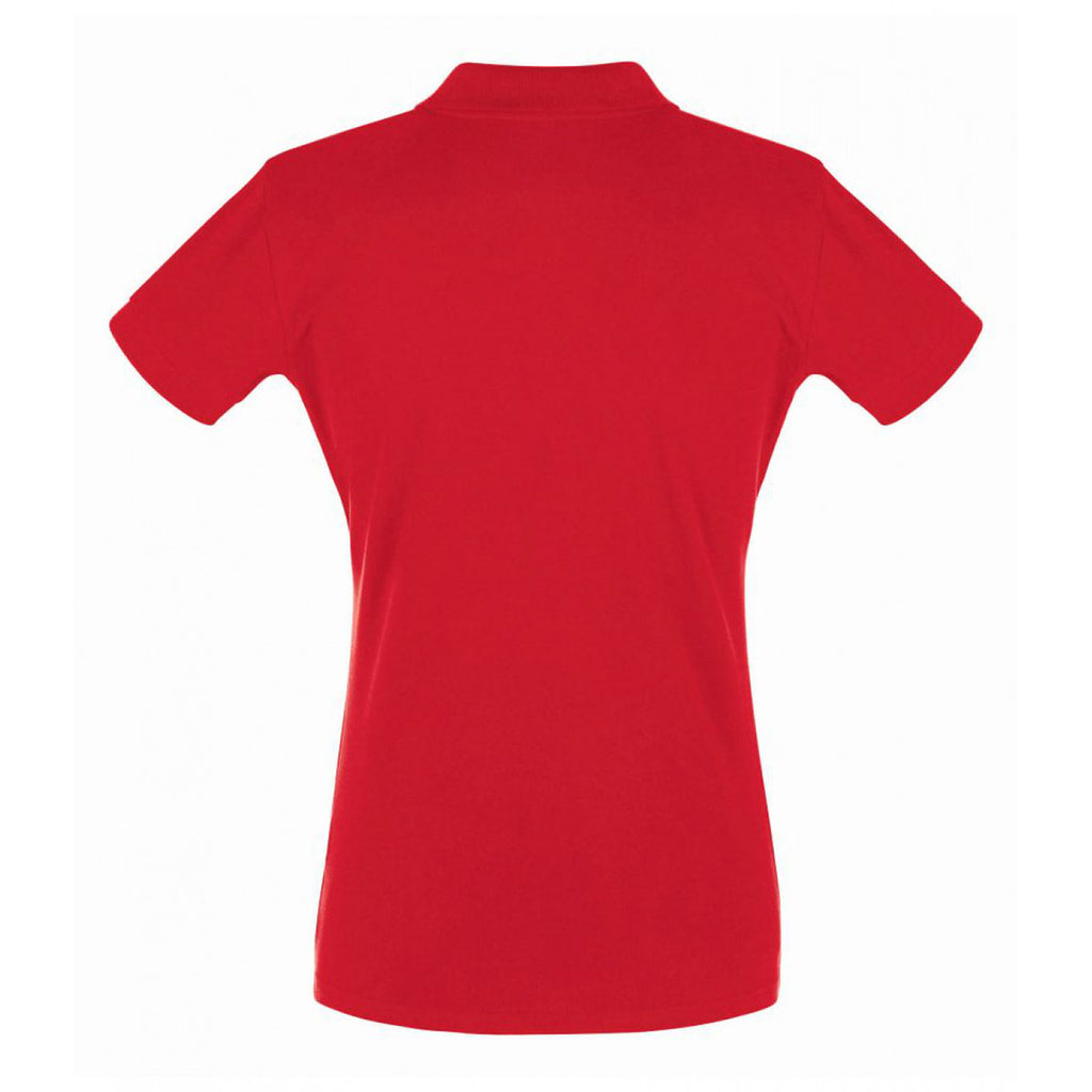 SOL'S Women's Red Perfect Cotton Pique Polo Shirt