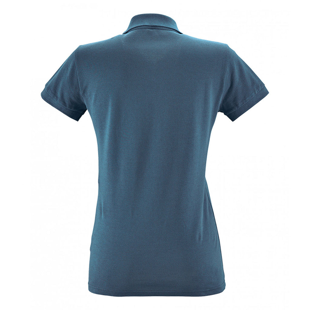 SOL'S Women's Slate Blue Perfect Cotton Pique Polo Shirt