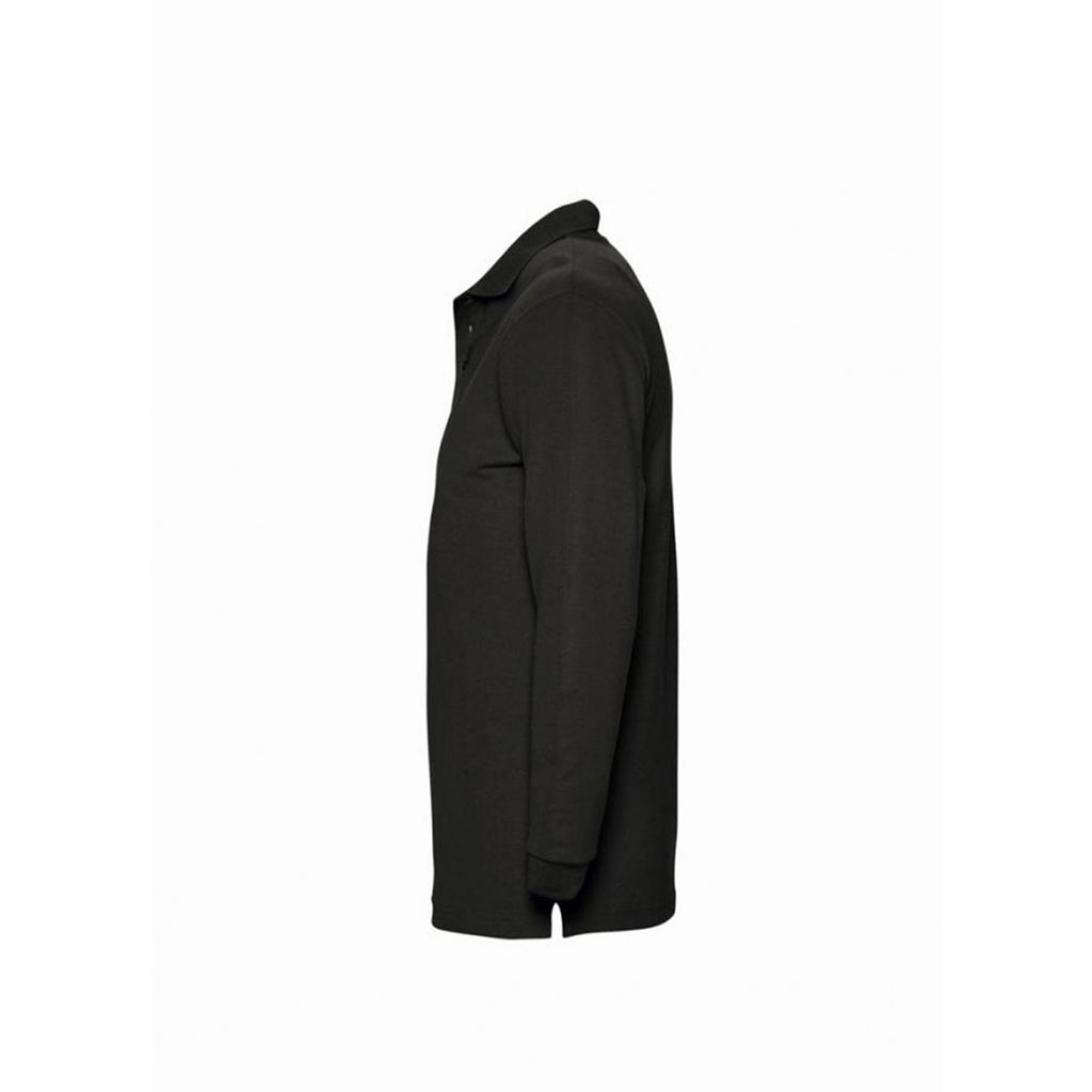 SOL'S Men's Black Winter II Long Sleeve Cotton Pique Polo Shirt
