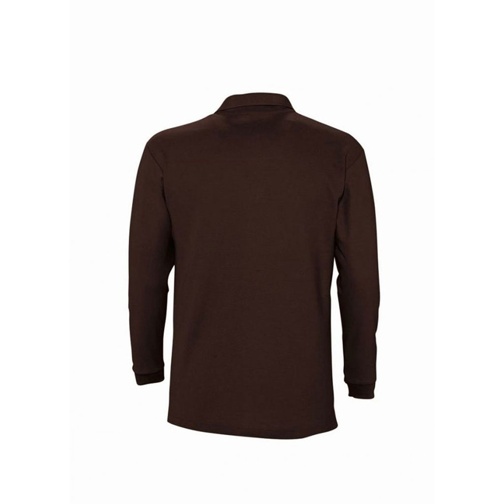 SOL'S Men's Chocolate Winter II Long Sleeve Cotton Pique Polo Shirt