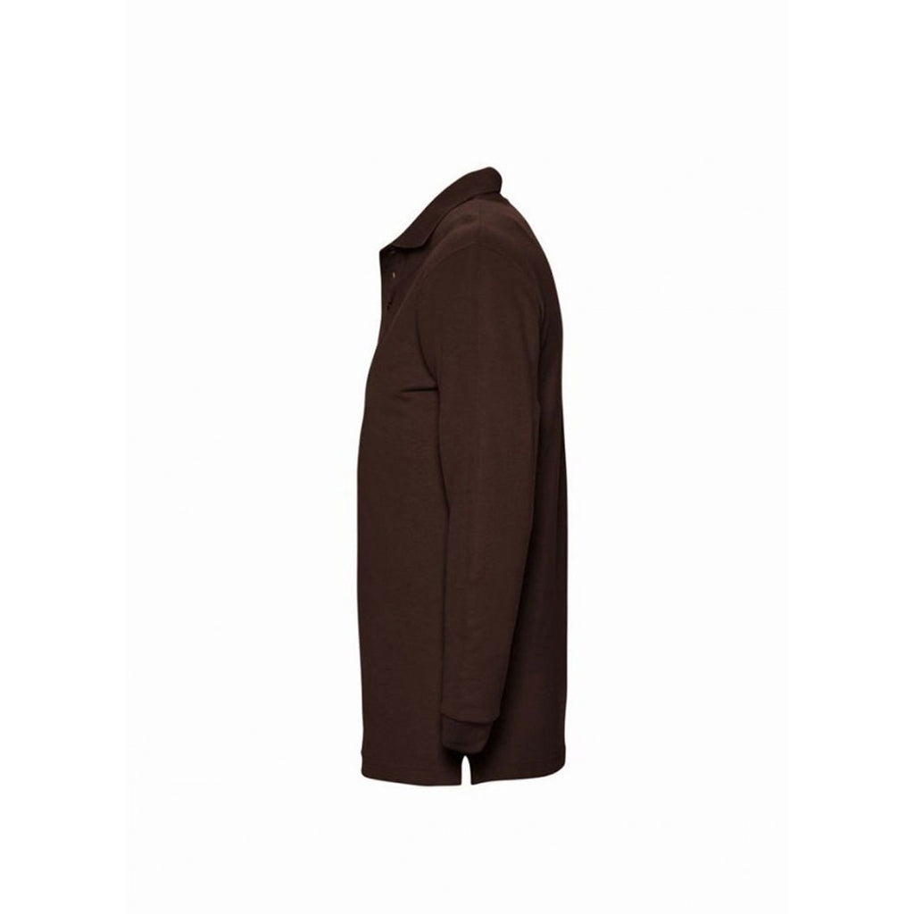 SOL'S Men's Chocolate Winter II Long Sleeve Cotton Pique Polo Shirt