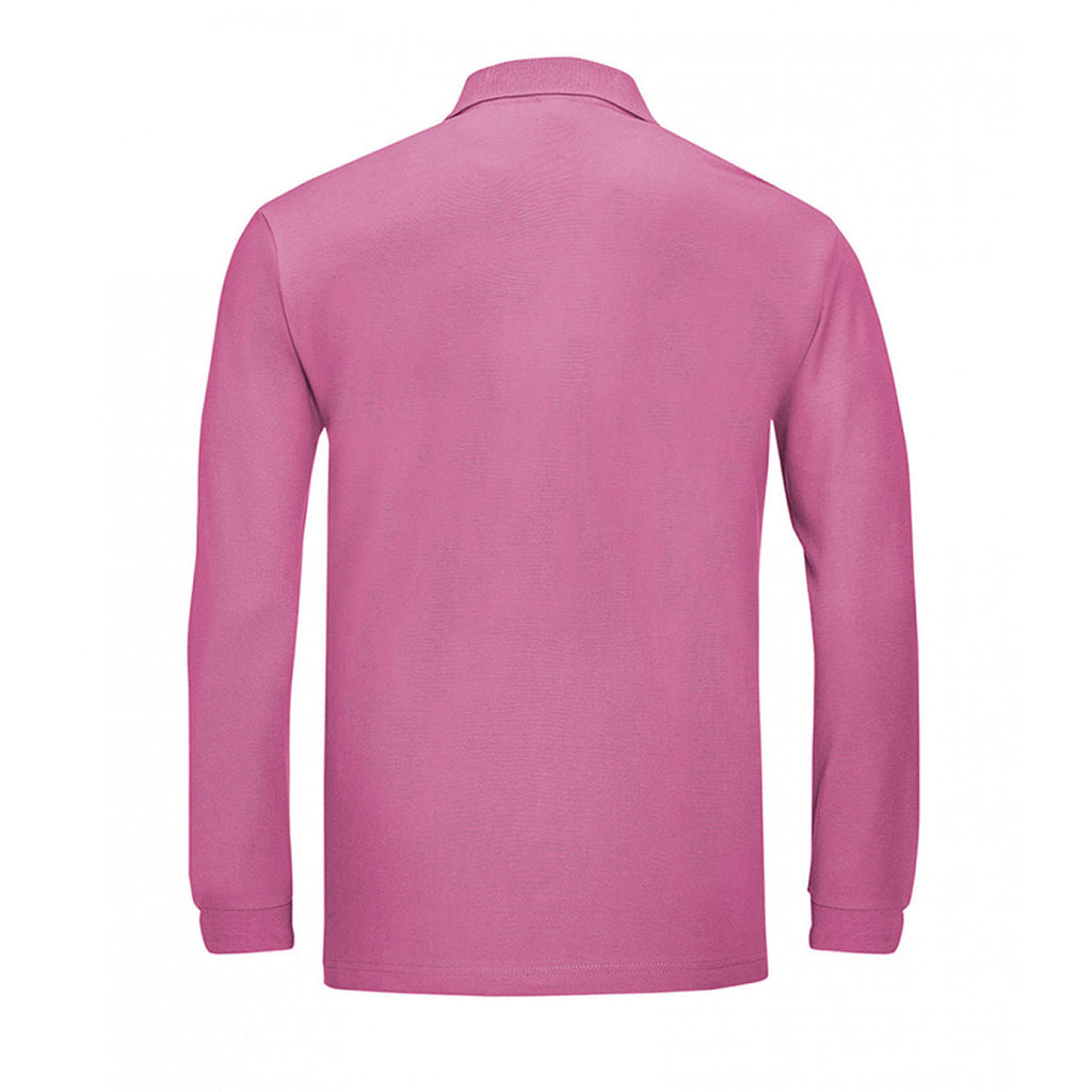 SOL'S Men's Flash Pink Winter II Long Sleeve Cotton Pique Polo Shirt