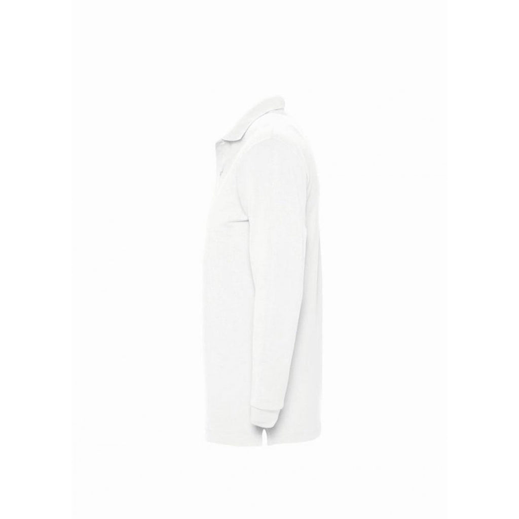 SOL'S Men's White Winter II Long Sleeve Cotton Pique Polo Shirt