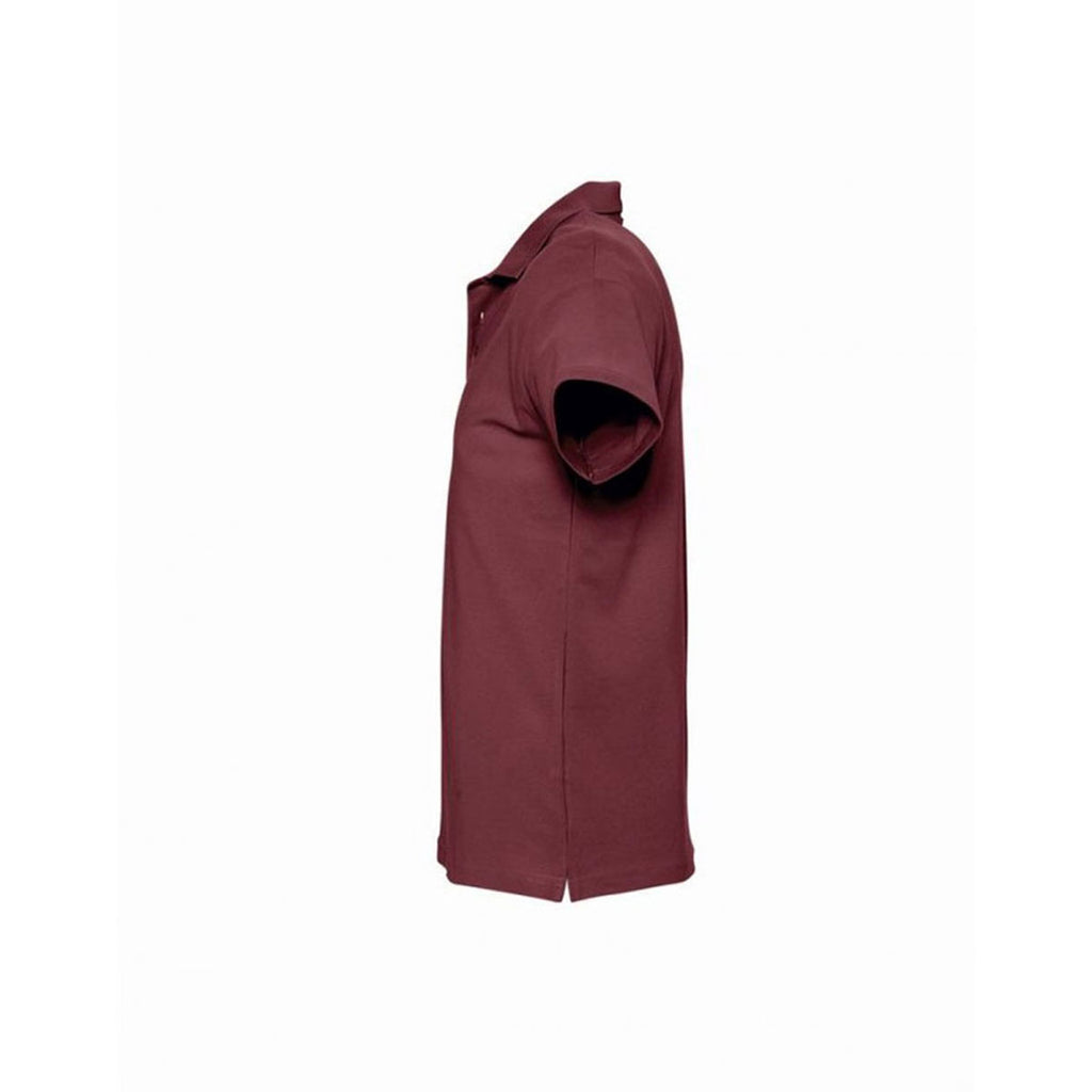 SOL'S Men's Burgundy Spring II Heavy Cotton Pique Polo Shirt