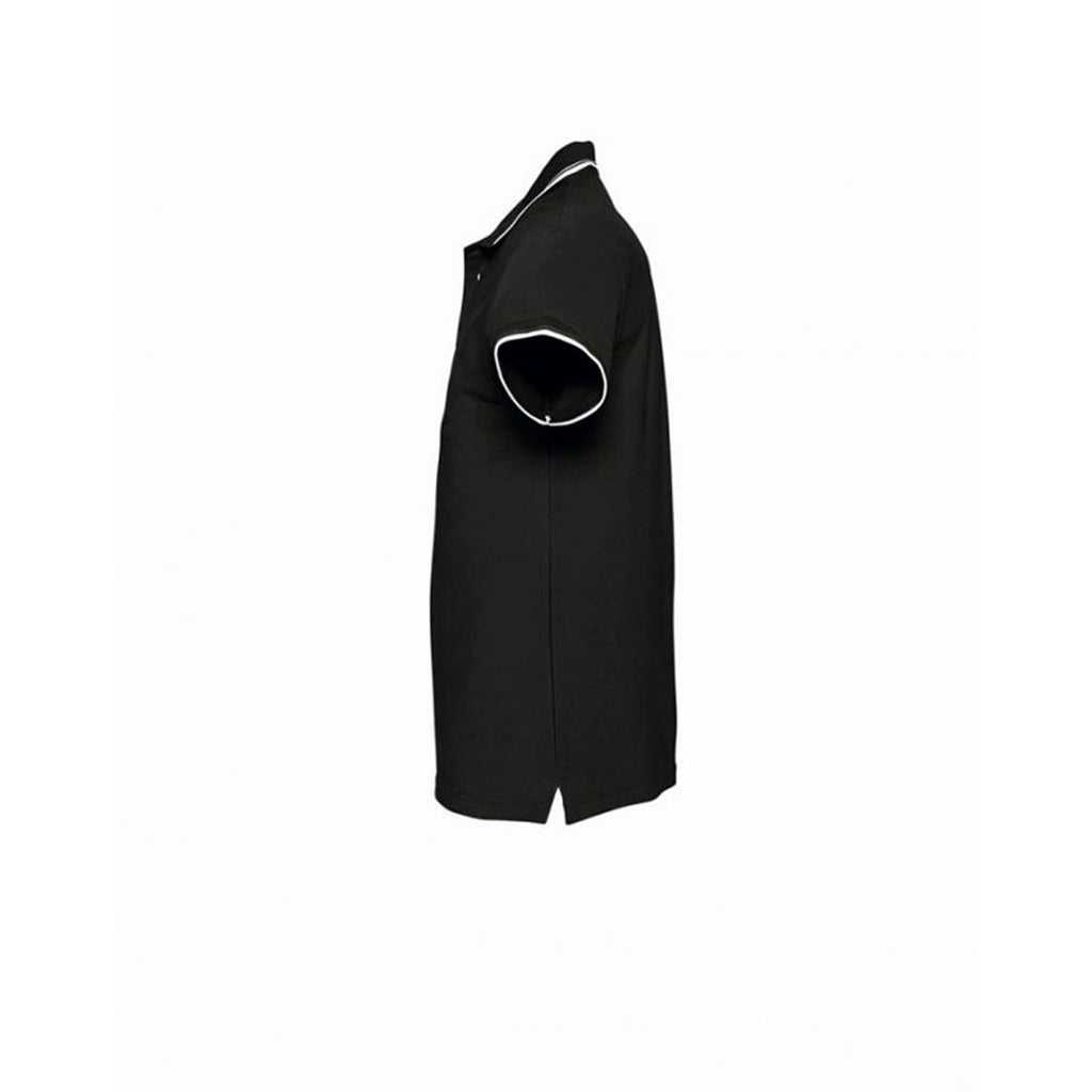 SOL'S Men's Black/White Practice Tipped Cotton Pique Polo Shirt