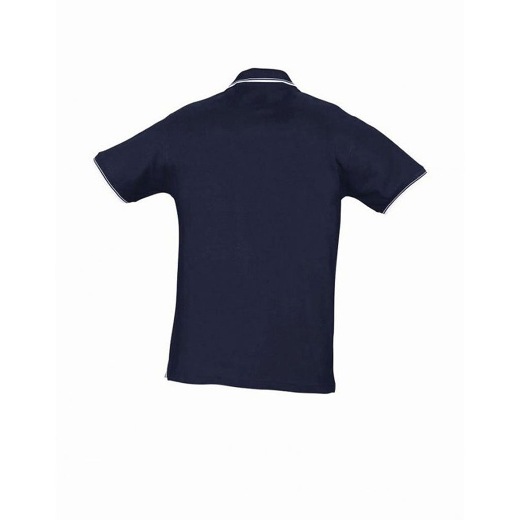 SOL'S Men's Navy/White Practice Tipped Cotton Pique Polo Shirt