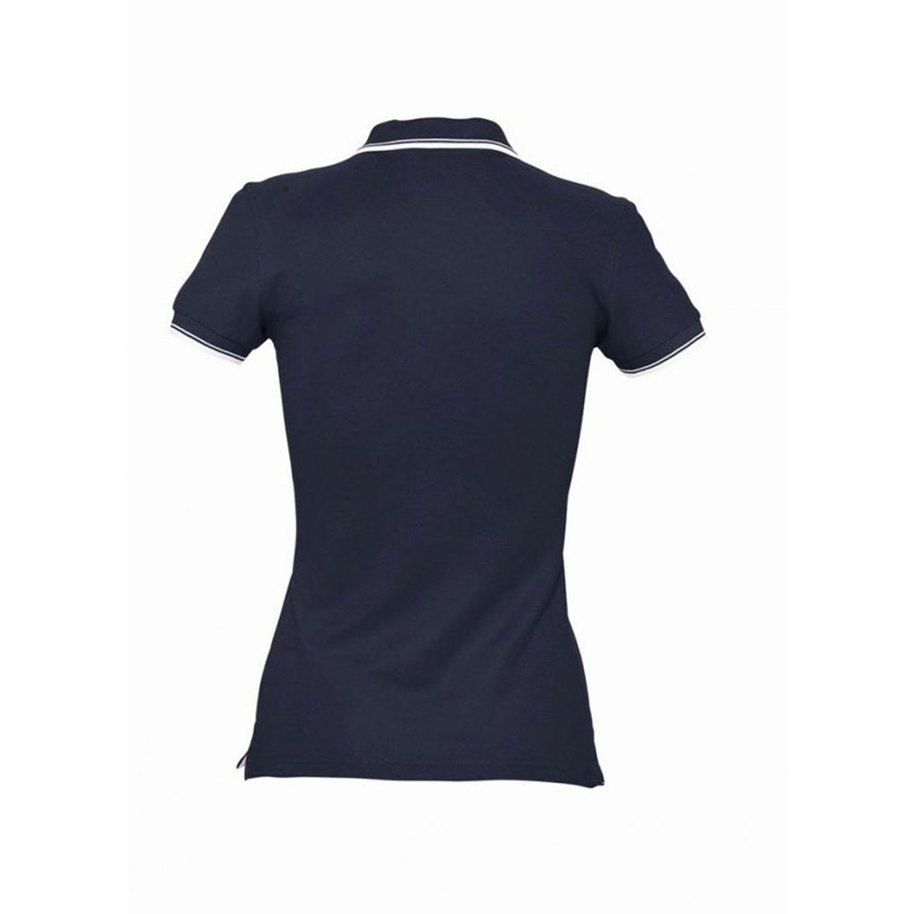 SOL'S Women's Navy/White Practice Tipped Cotton Pique Polo Shirt