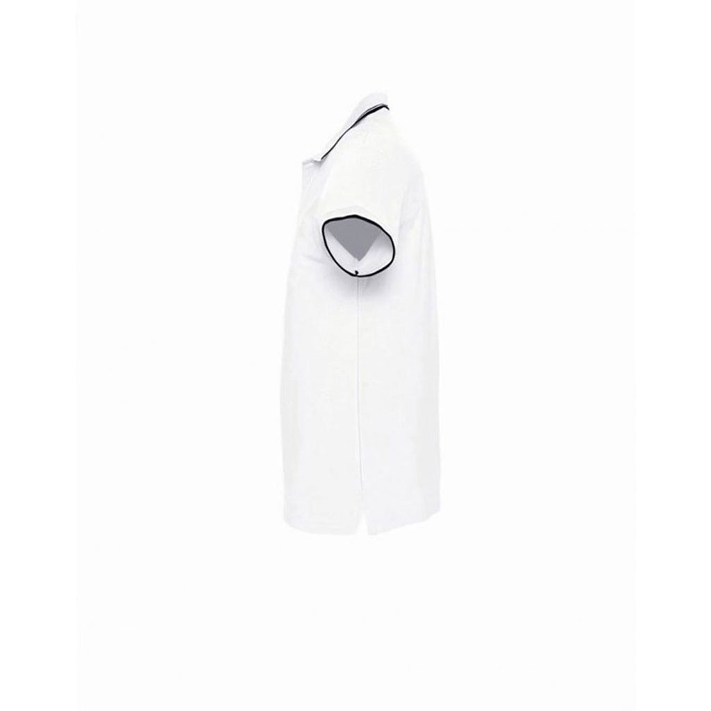 SOL'S Women's White/Navy Practice Tipped Cotton Pique Polo Shirt