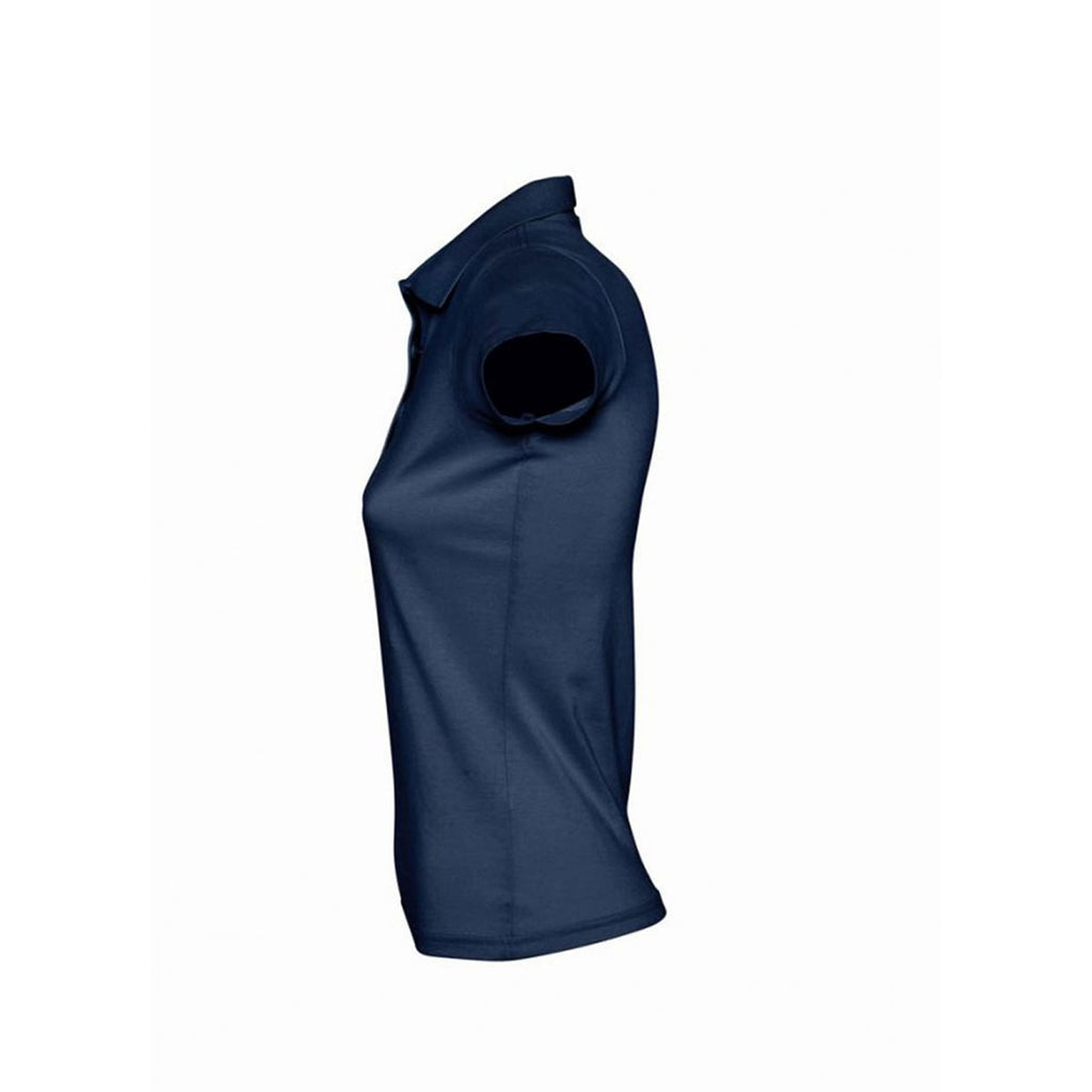 SOL'S Women's French Navy Prescott Cotton Jersey Polo Shirt