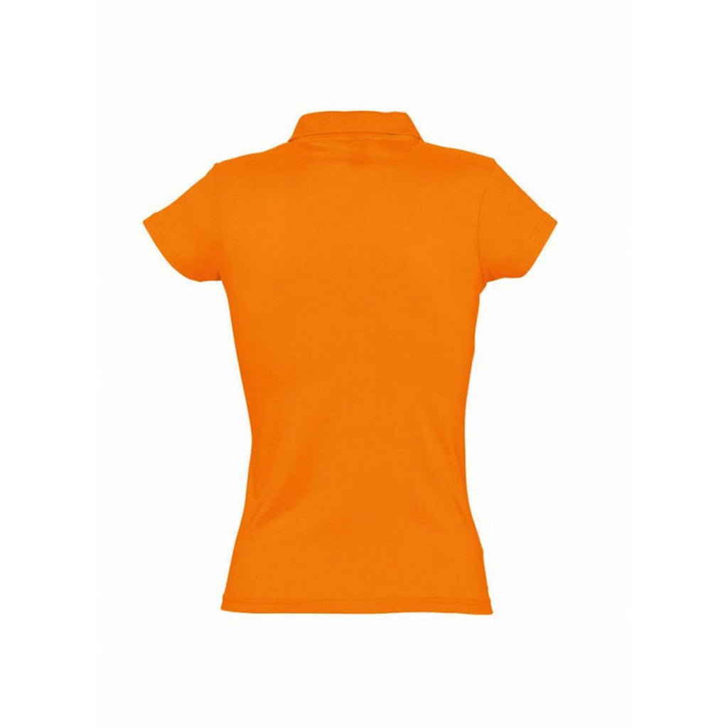 SOL'S Women's Orange Prescott Cotton Jersey Polo Shirt
