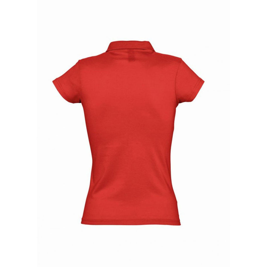 SOL'S Women's Red Prescott Cotton Jersey Polo Shirt