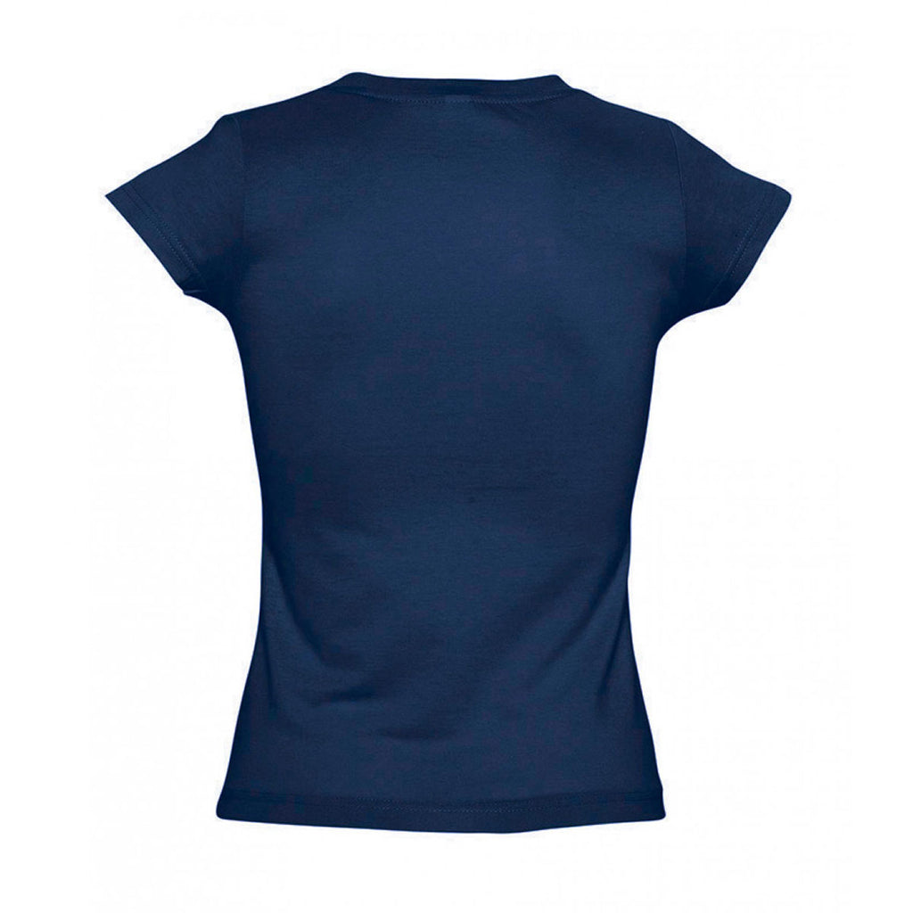SOL'S Women's French Navy Moon V Neck T-Shirt