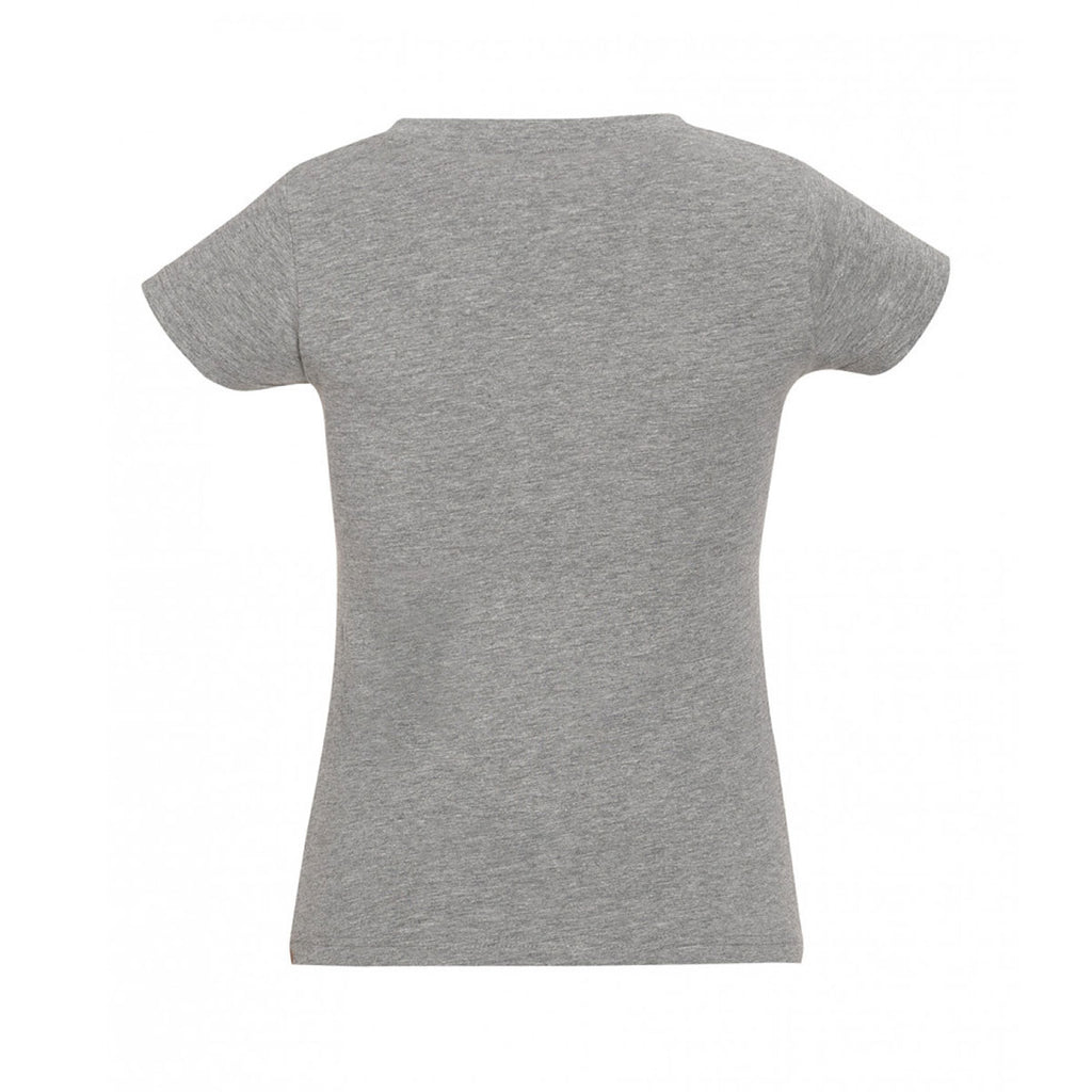 SOL'S Women's Grey Marl Moon V Neck T-Shirt