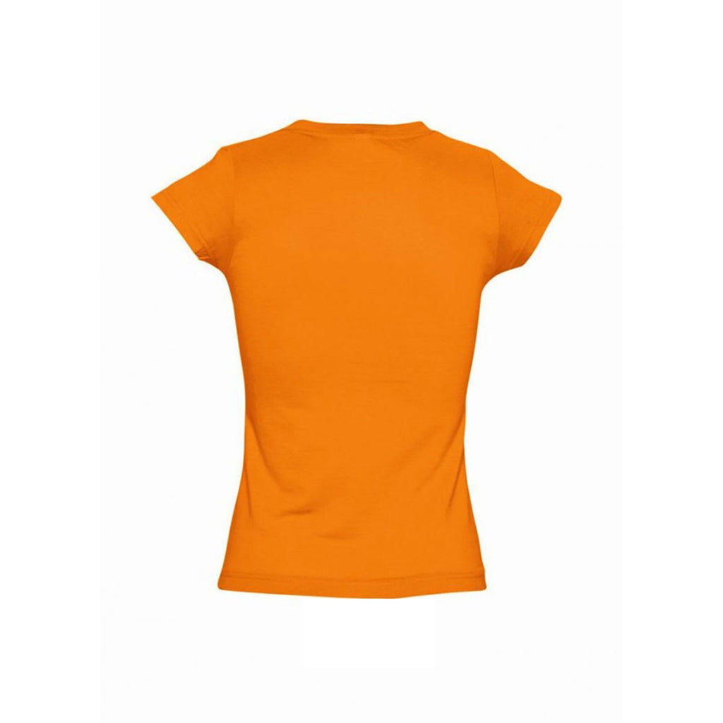 SOL'S Women's Orange Moon V Neck T-Shirt