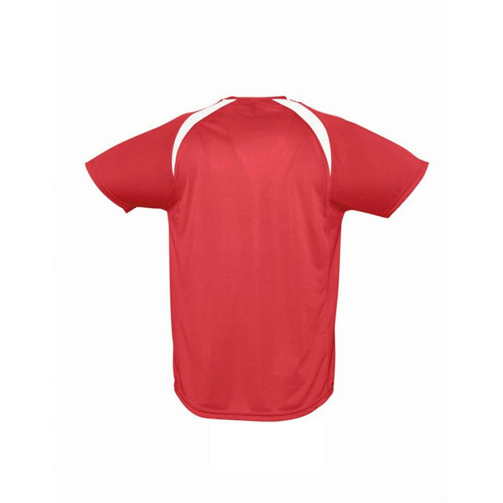 SOL'S Men's Red/White Match Contrast Performance T-Shirt