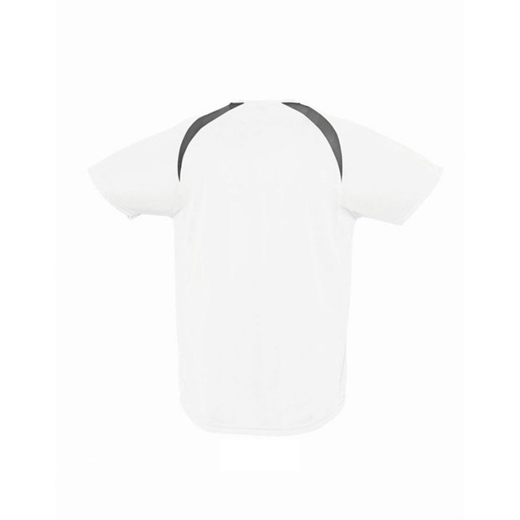 SOL'S Men's White/Dark Grey Match Contrast Performance T-Shirt