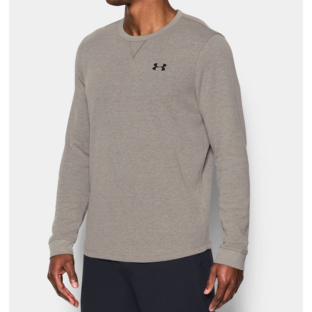 Under Armour Men's Carbon Heather/Charcoal UA Waffle long Sleeve Crew