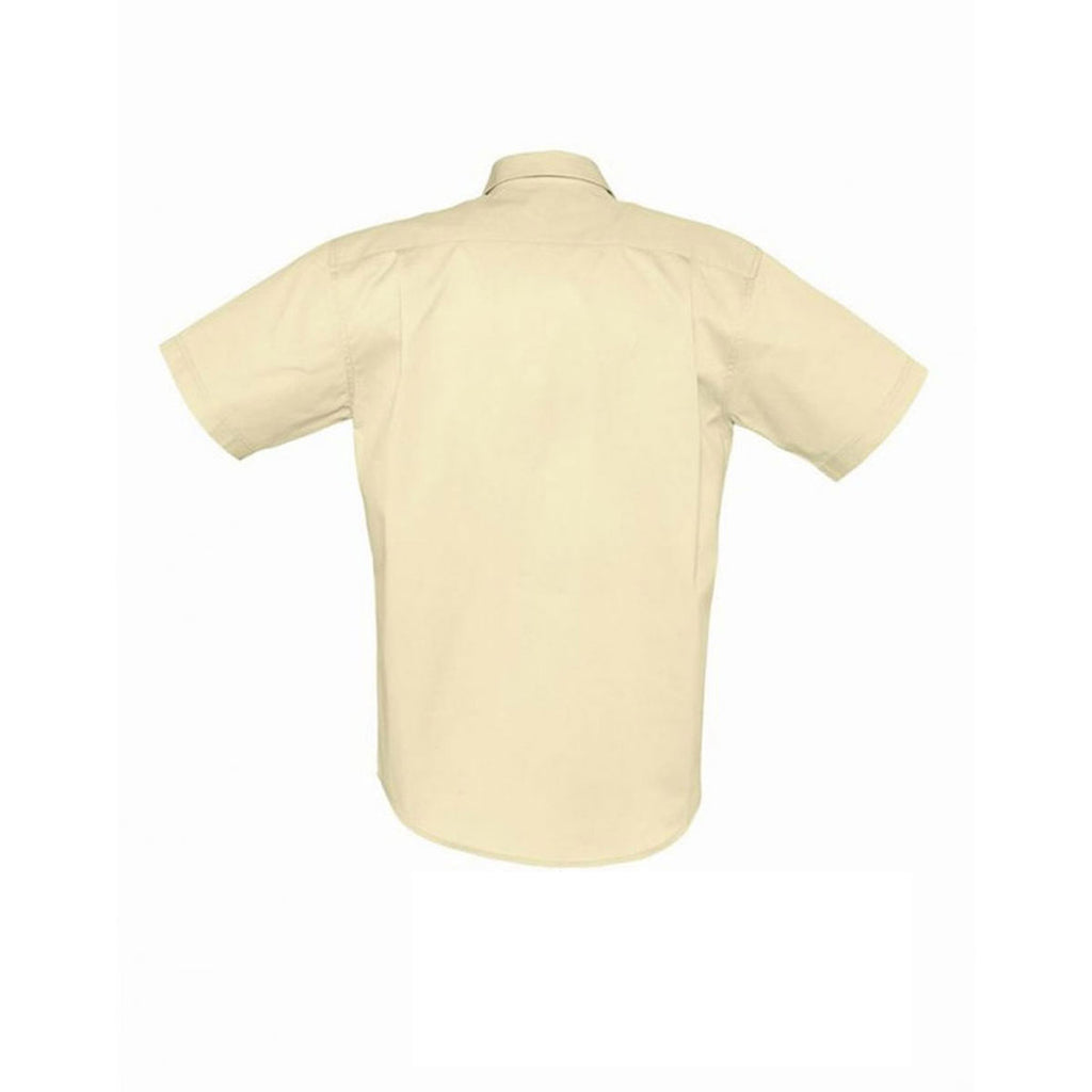 SOL'S Men's Beige Brooklyn Short Sleeve Twill Shirt
