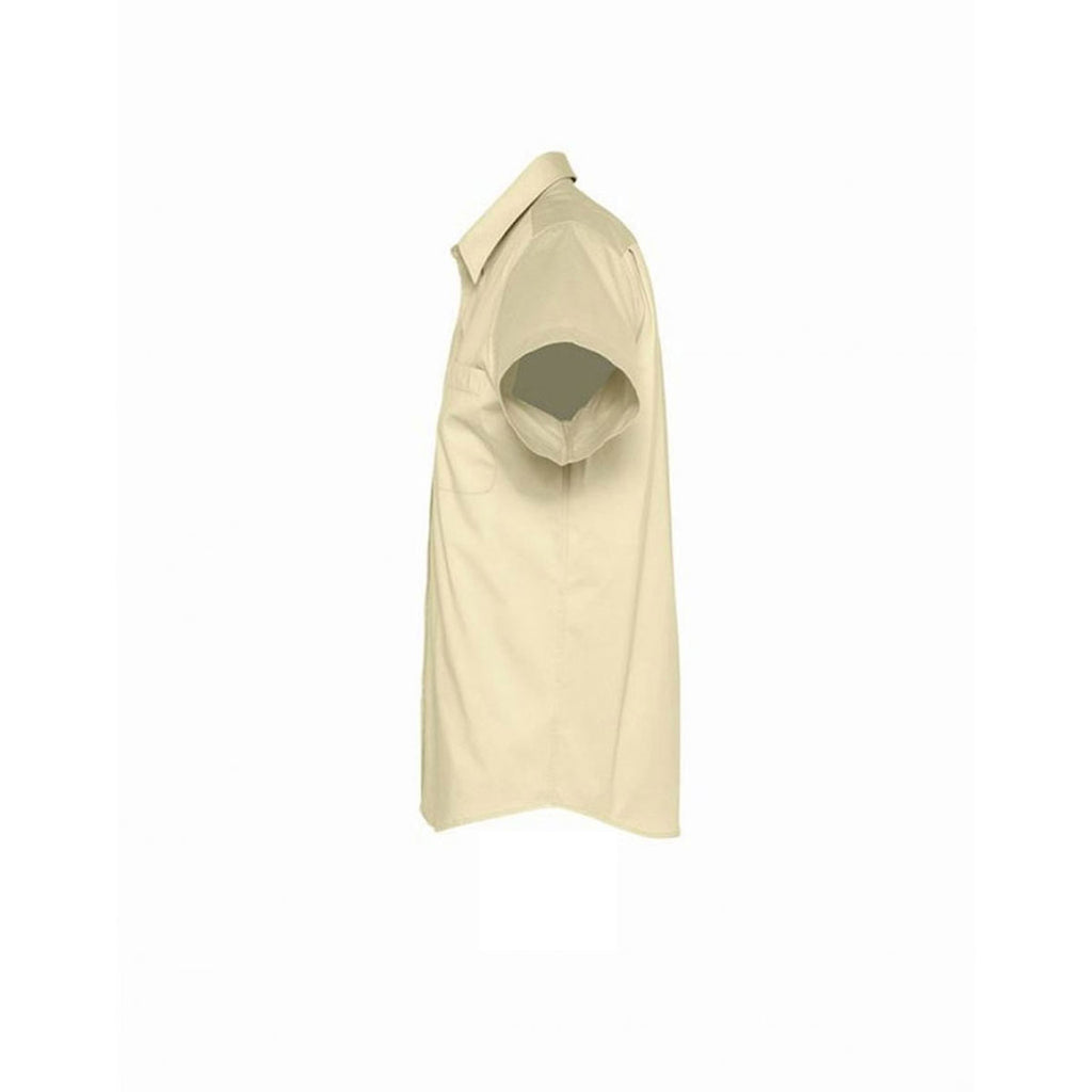 SOL'S Men's Beige Brooklyn Short Sleeve Twill Shirt