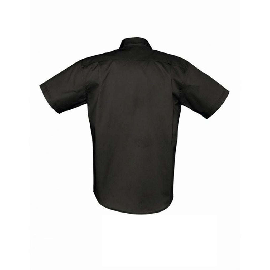 SOL'S Men's Black Brooklyn Short Sleeve Twill Shirt