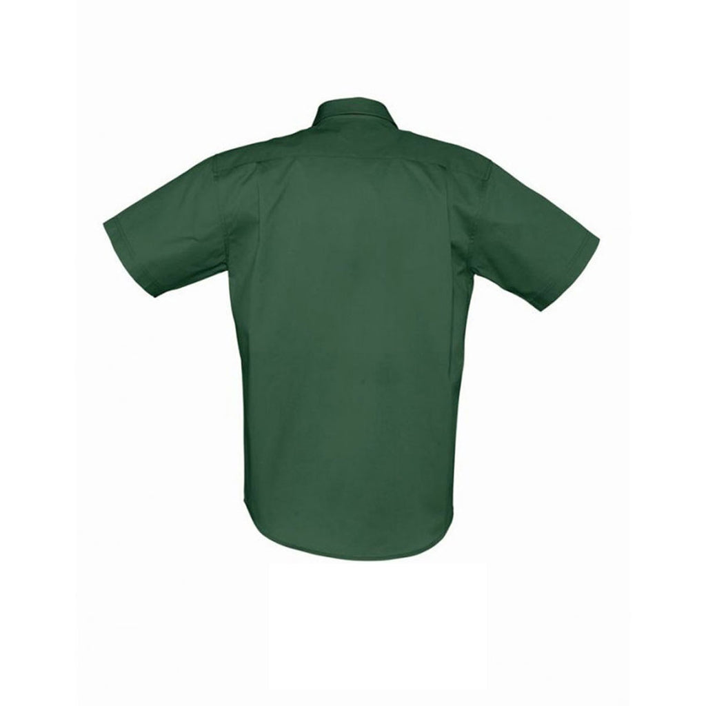 SOL'S Men's Bottle Green Brooklyn Short Sleeve Twill Shirt