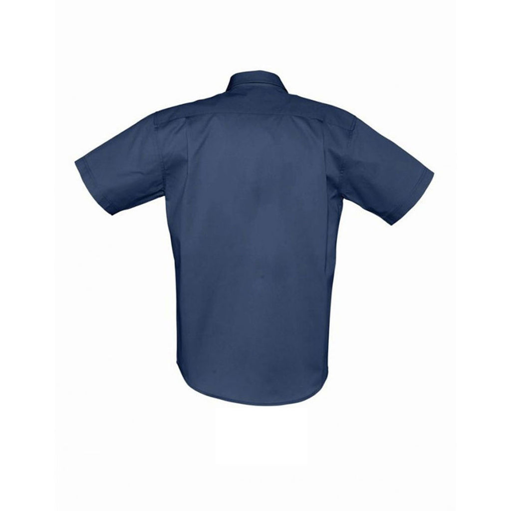 SOL'S Men's French Navy Brooklyn Short Sleeve Twill Shirt